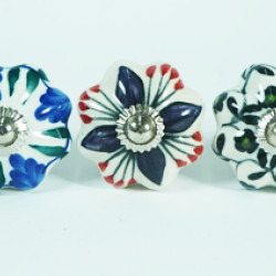 Multicolor Leaf Design Ceramic Drawer Knobs - For Kitchen Cabinet Hardware Door Handle Pulls Decorative Dresser - Pack Of 5