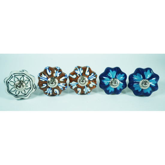 Multicolor Flower Design - Ceramic Knobs - Drawer Pull Handles Round Floral Kitchen Drawer - Set Of 5 Pack Multicolor Flower Design - Ceramic Knobs - Drawer Pull Handles Round Floral Kitchen Drawer - Set Of 5 Pack
