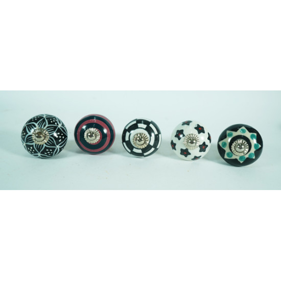 Multicolor Design Ceramic Drawer Knobs - For Kitchen Cabinet Hardware Door Handle Pulls Decorative Dresser - Pack Of 5