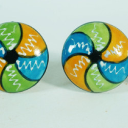 Ceramic Rainbow Color Design Door Knobs - For Drawer Kitchen Cabinet Hardware Door Pulls Decorative Dresser Stainless Steel Fittings - Pack Of 5