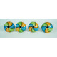 Ceramic Rainbow Color Design Door Knobs - For Drawer Kitchen Cabinet Hardware Door Pulls Decorative Dresser Stainless Steel Fittings - Pack Of 5