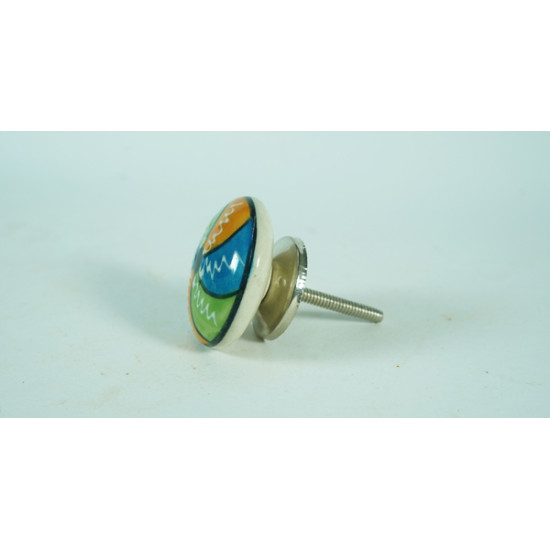 Ceramic Rainbow Color Design Door Knobs - For Drawer Kitchen Cabinet Hardware Door Pulls Decorative Dresser Stainless Steel Fittings - Pack Of 5