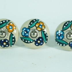 NOVELIKA Jaipuri Art Handmade  Ceramic Vintage Colorful Knobs-For   Drawers, Cabinet Drawers, Closet Drawers, Dresser Drawers, Kitchen Drawers, Cabinets, and Others. (Pack Of 5 )