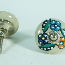 NOVELIKA Jaipuri Art Handmade  Ceramic Vintage Colorful Knobs-For   Drawers, Cabinet Drawers, Closet Drawers, Dresser Drawers, Kitchen Drawers, Cabinets, and Others. (Pack Of 5 )