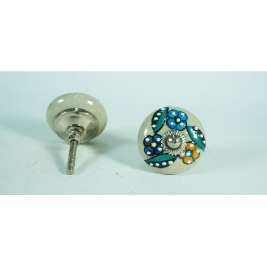 NOVELIKA Jaipuri Art Handmade  Ceramic Vintage Colorful Knobs-For   Drawers, Cabinet Drawers, Closet Drawers, Dresser Drawers, Kitchen Drawers, Cabinets, and Others. (Pack Of 5 )