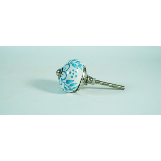 White & sky Blue Flower Design Drawer Ceramic Knob - For Kitchen Cabinet Hardware Door Pulls Decorative Dresser - Pack Of 5 White & sky Blue Flower Design Drawer Ceramic Knob - For Kitchen Cabinet Hardware Door Pulls Decorative Dresser - Pack Of 5