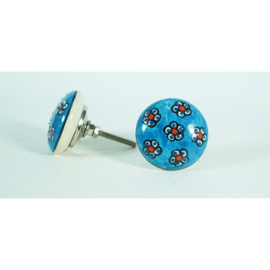 NOVELIKA- Blue Decorative Flowers .Blue Mandala Hand Painted Indian Ceramic Knobs For-Homes, Kitchens, Offices, Changing Rooms and Other Places. NOVELIKA- Blue Decorative Flowers .Blue Mandala Hand Painted Indian Ceramic Knobs For-Homes, Kitchens, Offices, Changing Rooms and Other Places.