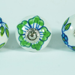 NOVELIKA- Blue Amaryllis Ceramic Knob For- Bookcase, Drawers, Cabinet Drawers, Closet Drawers, Dresser Drawers, Kitchen Drawers, Cabinets, and Others.( Pack Of 5 )