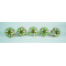 Ceramic Knobs - White Round, Green & Orange Flower Design - For Kitchen Cabinet Hardware Door Decorative Dresser Pulls - Set Of 5
