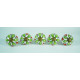Ceramic Knobs - White Round, Green & Orange Flower Design - For Kitchen Cabinet Hardware Door Decorative Dresser Pulls - Set Of 5