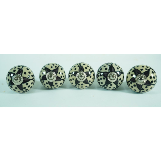 Purple & White Leaf Design Drawer Ceramic Knob - For Kitchen Cabinet Hardware Door Pulls Decorative Dresser - Pack Of 5 Purple & White Leaf Design Drawer Ceramic Knob - For Kitchen Cabinet Hardware Door Pulls Decorative Dresser - Pack Of 5