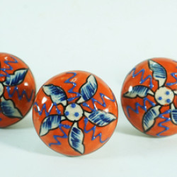 NOVELIKA-Himalaya Handicrafts  Knobs in Ceramic Knobs in Blue Pottery For-  Kitchen Cupboard ,Furniture Home Décor,  Cabinet - Drawer - Cabinet pulls - Door knobs. (Set Of 5.)