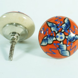 NOVELIKA-Himalaya Handicrafts  Knobs in Ceramic Knobs in Blue Pottery For-  Kitchen Cupboard ,Furniture Home Décor,  Cabinet - Drawer - Cabinet pulls - Door knobs. (Set Of 5.)