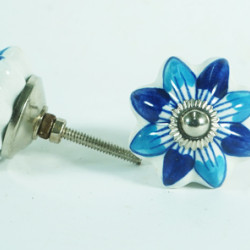 Ceramic Knobs - Blue & Sky Blue Flower Design - Door Handle for Kitchen Cabinets Wardrobe - Set Of 5 Pack Ceramic Knobs - Blue & Sky Blue Flower Design - Door Handle for Kitchen Cabinets Wardrobe - Set Of 5 Pack