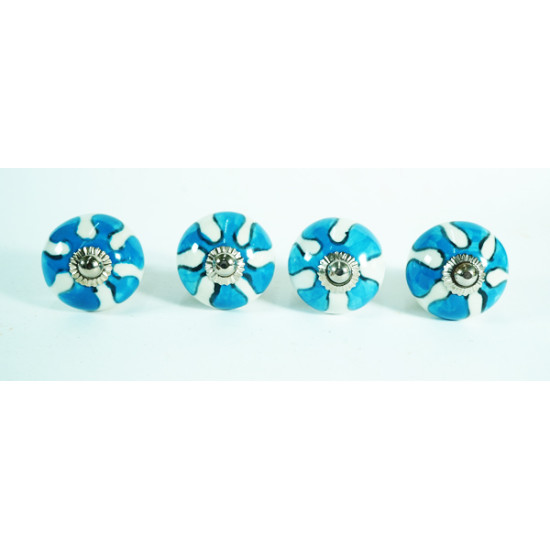 White & Blue Leaf Design Drawer Ceramic Knob - For Kitchen Cabinet Hardware Door Pulls Decorative Dresser - Pack Of 4 White & Blue Leaf Design Drawer Ceramic Knob - For Kitchen Cabinet Hardware Door Pulls Decorative Dresser - Pack Of 4
