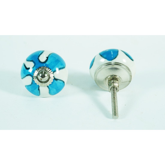 White & Blue Leaf Design Drawer Ceramic Knob - For Kitchen Cabinet Hardware Door Pulls Decorative Dresser - Pack Of 4 White & Blue Leaf Design Drawer Ceramic Knob - For Kitchen Cabinet Hardware Door Pulls Decorative Dresser - Pack Of 4