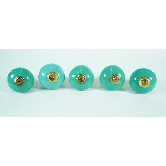 Green Ceramic Door Knob - For Drawer Kitchen Cabinet Hardware Door Pulls Decorative Dresser Premium Elegance - Pack Of 5