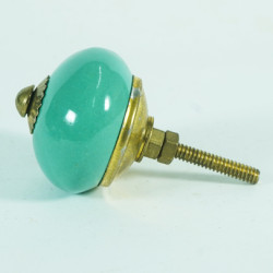 Green Ceramic Door Knob - For Drawer Kitchen Cabinet Hardware Door Pulls Decorative Dresser Premium Elegance - Pack Of 5