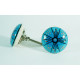 Ceramic  Knobs - Blue Round, Black & Orange Design - For Decorative Kitchen and Dresser Handles - Set Of 5