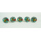 Ceramic  Knobs - turquoise Round, Red & White Flower Design - For Decorative Kitchen and Dresser Handles - Set Of 5 Pack