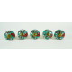 Ceramic  Knobs - turquoise Round, Red & White Flower Design - For Decorative Kitchen and Dresser Handles - Set Of 5 Pack