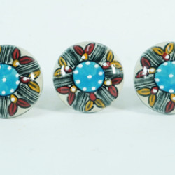 NOVELIKA-Handmade Unique Vintage Design White Dots Ceramic knobs For-  Kitchen Cupboard ,Furniture Home Décor,  Cabinet - Drawer - Cabinet pulls - Door knobs. (Set Of 5.)