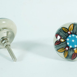 NOVELIKA-Handmade Unique Vintage Design White Dots Ceramic knobs For-  Kitchen Cupboard ,Furniture Home Décor,  Cabinet - Drawer - Cabinet pulls - Door knobs. (Set Of 5.)