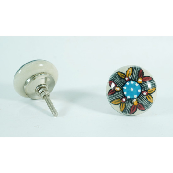 NOVELIKA-Handmade Unique Vintage Design White Dots Ceramic knobs For-  Kitchen Cupboard ,Furniture Home Décor,  Cabinet - Drawer - Cabinet pulls - Door knobs. (Set Of 5.)