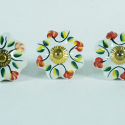 NOVELIKA - Red Flower Ceramic Drawer Knobs for Kitchen Cabinet Hardware Decorative Door Pulls Dresser Luxury Vintage ( Pack of 5 )