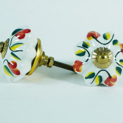 NOVELIKA - Red Flower Ceramic Drawer Knobs for Kitchen Cabinet Hardware Decorative Door Pulls Dresser Luxury Vintage ( Pack of 5 )