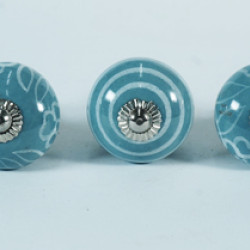NOVELIKA- Jaipuri Art Handmade Design  Ceramic knobs. For  Kitchen Cupboard ,Furniture Home Decor,  Cabinet - Drawer - Cabinet pulls - Door knobs. (Set Of 5.) 