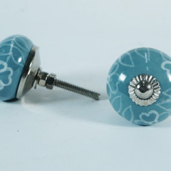 NOVELIKA- Jaipuri Art Handmade Design  Ceramic knobs. For  Kitchen Cupboard ,Furniture Home Decor,  Cabinet - Drawer - Cabinet pulls - Door knobs. (Set Of 5.) 