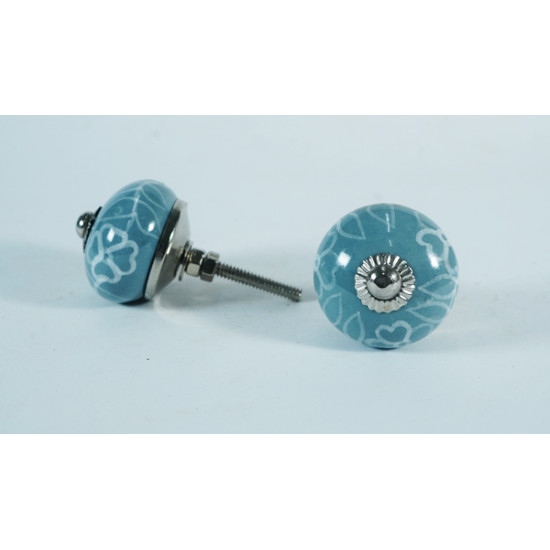 NOVELIKA- Jaipuri Art Handmade Design  Ceramic knobs. For  Kitchen Cupboard ,Furniture Home Decor,  Cabinet - Drawer - Cabinet pulls - Door knobs. (Set Of 5.) 