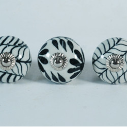 NOVELIKA -Black Leaves Pattern   Ceramic knobs. For  Kitchen Cupboard ,Furniture Home Decor,  Cabinet - Drawer - Cabinet pulls - Door knobs. (Set Of 5.)
