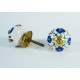 Ceramic  Knobs - Blue & Broun Flower Design - Door Handle for Kitchen Cabinets Wardrobe - Set Of 5