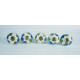 Ceramic  Knobs - White Round, Blue & Green Of  Flower & Leaf Design - Kitchen Cabinet Hardware Door Decorative Dresser Pulls - Set Of 5