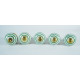 White & Round Green line Design Ceramic Knobs - For Drawer Kitchen Cabinet Hardware Door Pulls Decorative Dresser Premium Elegance - Pack Of 5 White & Round Green line Design Ceramic Knobs - For Drawer Kitchen Cabinet Hardware Door Pulls Decorative Dresser Premium Elegance - Pack Of 5