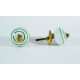 White & Round Green line Design Ceramic Knobs - For Drawer Kitchen Cabinet Hardware Door Pulls Decorative Dresser Premium Elegance - Pack Of 5 White & Round Green line Design Ceramic Knobs - For Drawer Kitchen Cabinet Hardware Door Pulls Decorative Dresser Premium Elegance - Pack Of 5