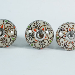 NOVELIKA-India-Shelf Brown Unique Floral Knobs- For  Kitchen Cupboard ,Furniture Home Decor,  Cabinet - Drawer - Cabinet pulls - Door knobs. (Set Of 5.)