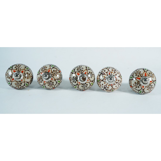 NOVELIKA-India-Shelf Brown Unique Floral Knobs- For  Kitchen Cupboard ,Furniture Home Decor,  Cabinet - Drawer - Cabinet pulls - Door knobs. (Set Of 5.)