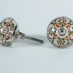 NOVELIKA-India-Shelf Brown Unique Floral Knobs- For  Kitchen Cupboard ,Furniture Home Decor,  Cabinet - Drawer - Cabinet pulls - Door knobs. (Set Of 5.)