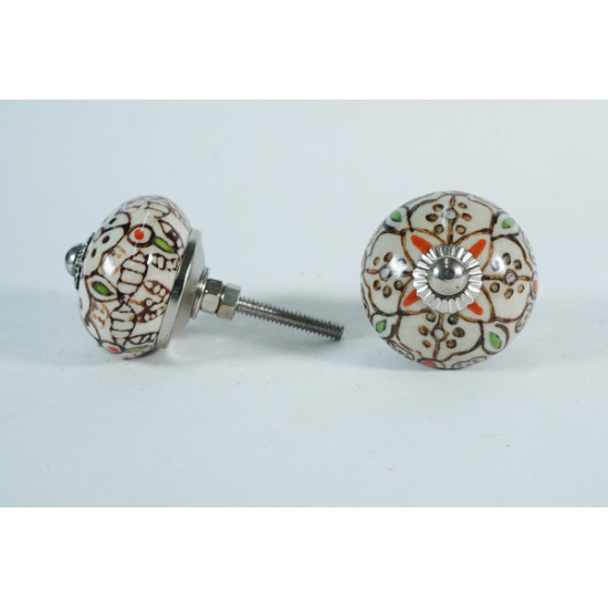 NOVELIKA-India-Shelf Brown Unique Floral Knobs- For  Kitchen Cupboard ,Furniture Home Decor,  Cabinet - Drawer - Cabinet pulls - Door knobs. (Set Of 5.)