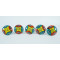 Vintage Multi Color  Hand Painted Ceramic Pull Knobs For Kitchen- Cabinet, Door & Drawer, Wardrobe, Cupboard Multicolor (Set of 5 Pcs.)