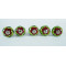Ceramic  Knobs - Red Flower & Green Leaf Design - Farmhouse, Home, Office, Garage, Room, Bathroom, Kitchen, Bedroom - Set Of 5