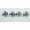 NOVELIKA- Red & Black Flower With White Dots Design  For  Kitchen Cupboard ,Furniture Home Décor,  Cabinet - Drawer - Cabinet pulls - Door knobs. (Set Of 5.)