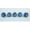 Ceramic  Knobs - Blue Round, White Flower Design - Door Handle for Kitchen Cabinets Wardrobe - Set Of 5