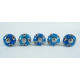 Ceramic  Knobs - Blue Round, White Flower Design - Door Handle for Kitchen Cabinets Wardrobe - Set Of 5