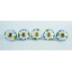 Ceramic  Knobs - White Round, Green Flower Design - Farmhouse, Home, Office, Garage, Room, Bathroom, Kitchen, Bedroom - Set Of 5