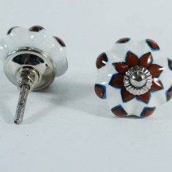 Ceramic Knobs - Broun Flower Design - Door Handle for Kitchen Cabinets Wardrobe - Set Of 5 Ceramic Knobs - Broun Flower Design - Door Handle for Kitchen Cabinets Wardrobe - Set Of 5