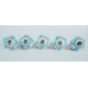 White & Round Blue line Flower Design Ceramic Knobs - For Drawer Kitchen Cabinet Hardware Door Pulls Decorative Dresser Premium Elegance - Pack Of 5